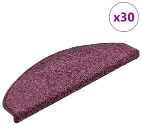 vidaXL Tapetes de escada 30 pcs 65x21x4 cm roxo-escuro