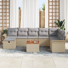 Conjunto de Sofá de Jardim de 9 Peças com Almofadas Beijes Rattan Sint