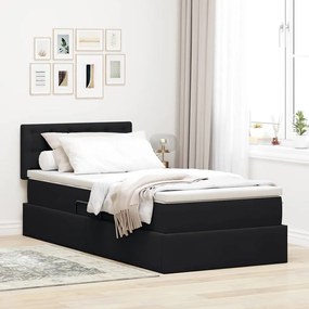 vidaXL Cama com Armazenamento com colchão Preto 90 x 190 cm Veludo