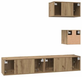 Conjunto de móvel de TV com prateleira 4 pcs carvalho artisiano