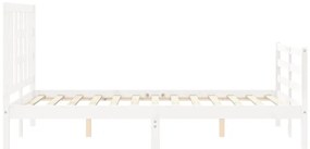 Estrutura de cama com cabeceira 120x200cm madeira maciça branco