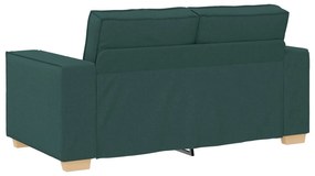Conjunto de Sofá de 3 Peças com Almofadas em Tecido Verde Escuro
