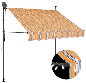 Toldo retrátil manual com LED 100 cm amarelo e azul
