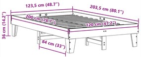 Cama sem colchão 120x200 cm madeira de pinho maciça