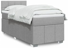 Cama com molas/colchão 90x190 cm tecido cinzento-claro