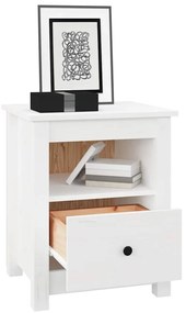 Mesa de cabeceira 40x35x49 cm madeira de pinho maciça branco