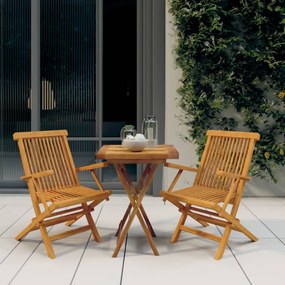 vidaXL 3 pcs conjunto de jantar para jardim madeira de teca maciça