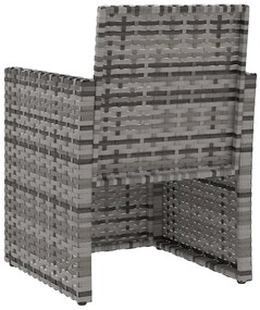 3 pcs conjunto lounge exterior c/ almofadões vime PE cinzento