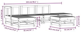 6 pcs conjunto lounge de jardim pinho maciço