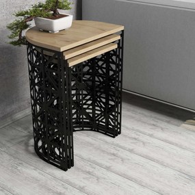 Mesas de Aninhamento Stil Metal Ferforje – Carvalho e Preto – 46x62x33
