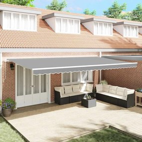 Toldo Manual Branco 6 x 3 m Metal
