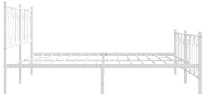 Estrutura de cama com cabeceira e pés 200x200 cm metal branco