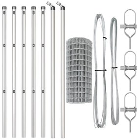Cerca Europeia com 7 postes, 0,8 x 10 m, em aço galvanizado