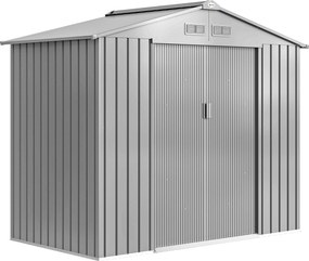 Outsunny Abrigo de Jardim 2,5 m² - Casa de Arrumos para Ferramentas com Kit de Fundação - Cabanão com Porta Trancável - Chapa de Aço Cinza | Aosom Portugal