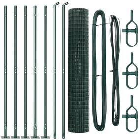 Cerca Euro com 7 Postes Flangeados 1.4x10 m Aço Galvanizado
