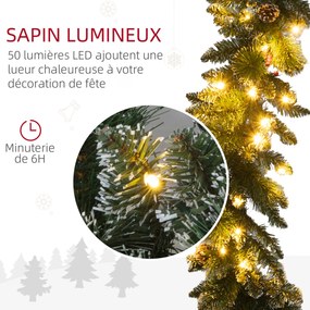 Grinalda de Natal, 180 x 30 x 30 cm, 50 Luzes LED com Temporizador, Verde