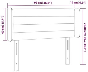 Cabeceira de cama c/ abas veludo 93x16x78/88 cm azul-escuro