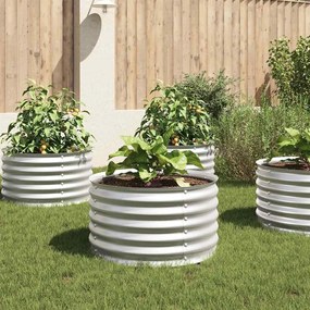 Canteiro/vaso elevado aço galvanizado 80x80x44 cm prateado