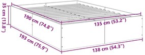 Estrutura de cama 135x190 cm derivados de madeira cinza sonoma