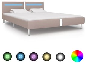 280865 vidaXL Estrutura de cama c/ LEDs 180x200cm couro artificial cappuccino