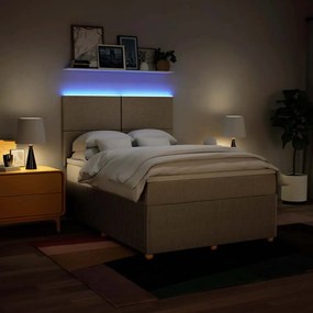 Cama com molas/colchão 140x190 cm tecido cor creme