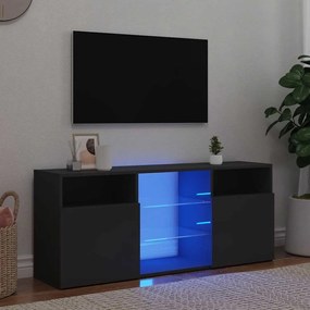 vidaXL Móvel de TV com luzes LED 120x30x50 cm cinzento brilhante