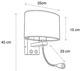 LED Candeeiro de Parede em Latão com Abajur de Veludo Oval e Design de Folhas 25cm - Brescia Combi Moderno,Clássico / Antigo