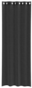 Cortinas de voile com ilhós 2 pcs preto 140x260 cm