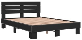 Estrutura de cama 140x190 cm derivados de madeira/metal preto