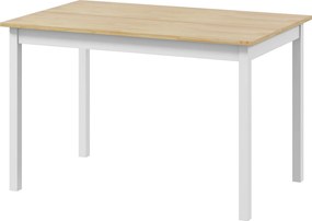 Mesa de jantar e de cozinha com estrutura em madeira maciça para 4 pessoas (CADEIRAS NÃO INCLUIDAS), design vintage, 120 cm, em tons naturais e branco