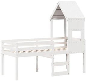 Cama alta com telhado 90x190 cm pinho maciço branco