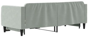 Sofá-cama com gavetão 90x200 cm veludo cinzento-claro
