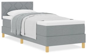 Cama Box Spring com Colchão Cinza Claro 80x200 cm Tecido