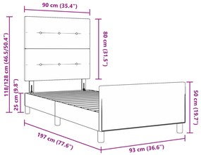 Estrutura de Cama de Tecido Preto vidaXL 90x190 cm