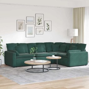 vidaXL Sofá modular com almofadas veludo verde-escuro