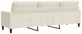 Sofá de 3 lugares 210 cm veludo cor creme