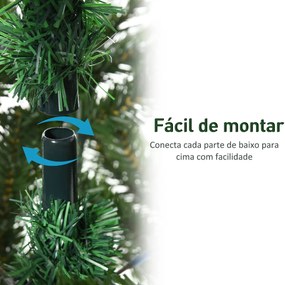 Árvore Artificial de Natal com Base Dobrável 934 Galhos PE e PVC Árvore de Natal Decorativa para Exterior Interior Ø105x210cm Verde