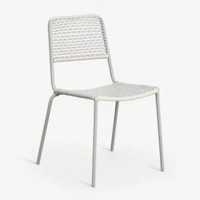 Pack De 2 Cadeiras De Jardim Empilháveis Em Aço E Vime Sintético Veyra Verde Cáqui - Sklum