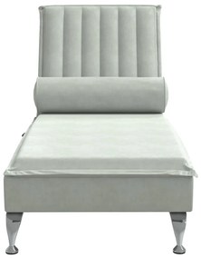 Chaise lounge de massagem com rolo veludo cinzento-claro