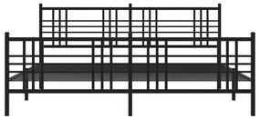 Estrutura de cama com cabeceira e pés 183x213 cm metal preto