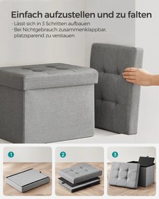 Banco com espaço de arrumação 31 x 41 x 31 cm cinzento claro