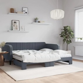 vidaXL Sofá-cama c/ gavetão e colchões 90x190cm veludo cinzento-escuro