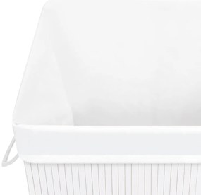 Cesto para roupa suja c/ secção única bambu branco