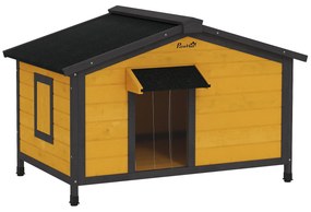 PawHut Casa para Cães de Madeira 97x72x65 cm Casa para Animais de Esti