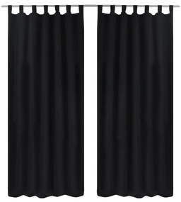 Cortinas de cetim com laços, 2 pcs, preto 140 x 175 cm