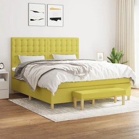 vidaXL Cama com molas/colchão 180x200 cm tecido verde-claro