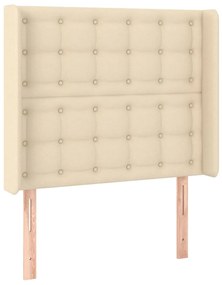 Cabeceira de cama c/ luzes LED tecido 83x16x118/128cm cor creme