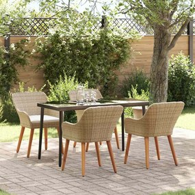 vidaXL Conjunto de Jantar de Jardim de 5 Peças em Vime Bege
