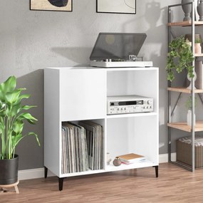 Armário p/ discos 84,5x38x89 cm deriv. madeira branco brilhante