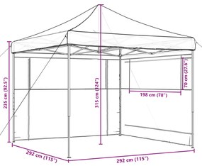 Tenda p/ festas pop-up dobrável com 2 paredes laterais castanho